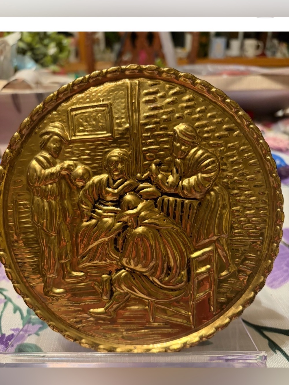 Decorative Gold Relief Wall Plate - Gold Accent Home Decor
